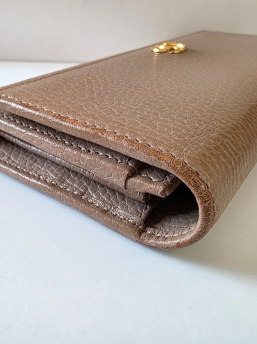 Gucci GG Marmont Taupe Continental Wallet Entrupy COA